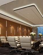 石膏天井、ファイバーセメントボード壁、SPC床材で装飾されたオフィス内装